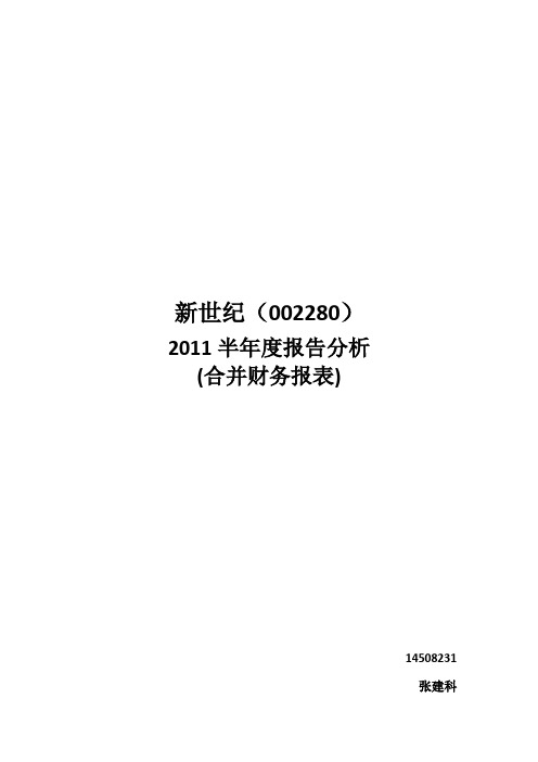 2011上半年新世纪公司财务报表分析