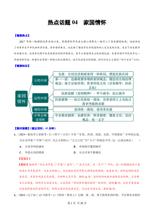 热点话题04 家国情怀(解析版)