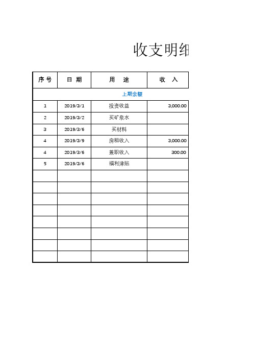 收入支出管理台账-收支明细表