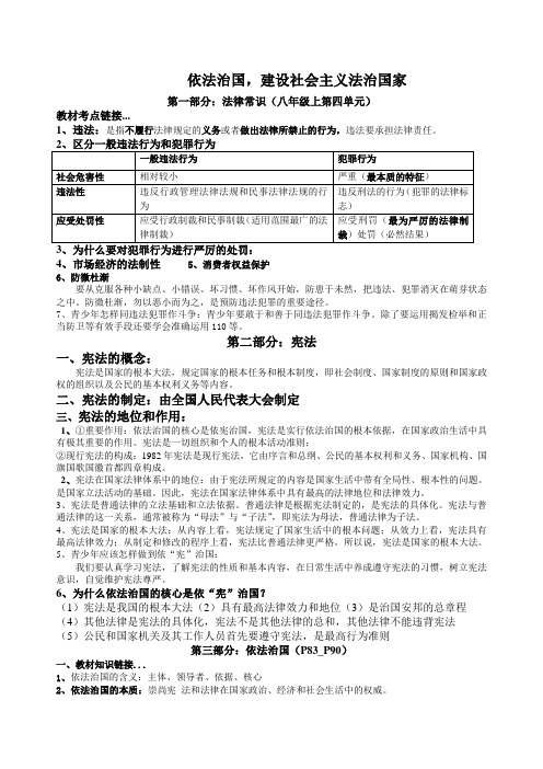 依法治国专题初中思品中考复习资料