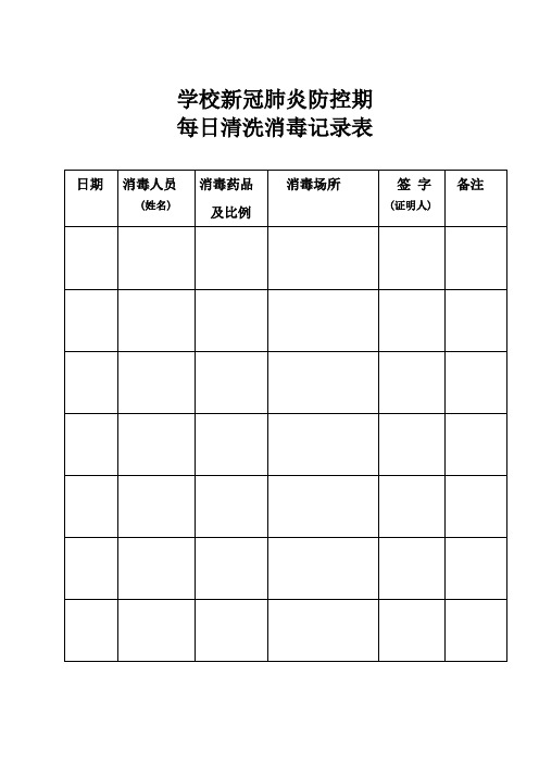 新冠肺炎疫情防控期间学校校园清洗消记录表