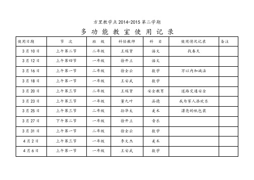 多功能教室使用记录文本