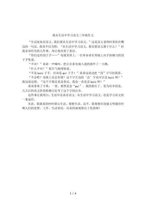 我从生活中学习语文三年级作文