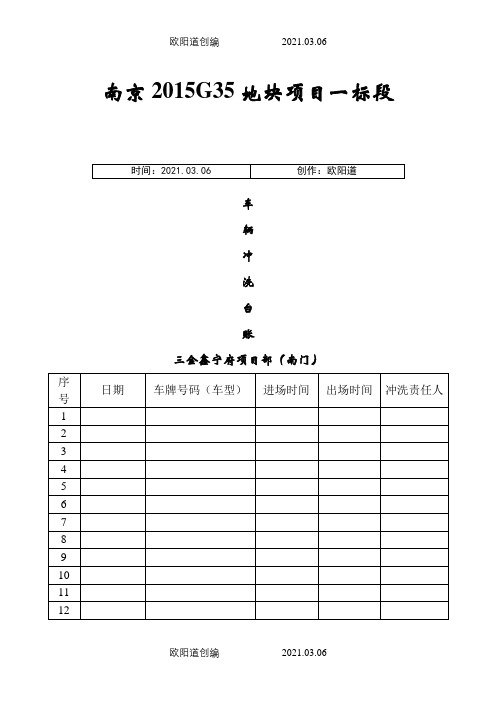 车辆进出冲洗台账之欧阳道创编