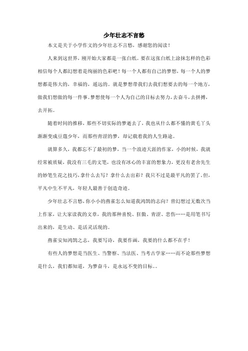 少年壮志不言愁_小学作文_1