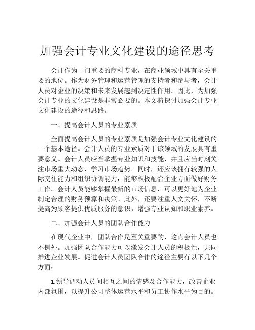 加强会计专业文化建设的途径思考