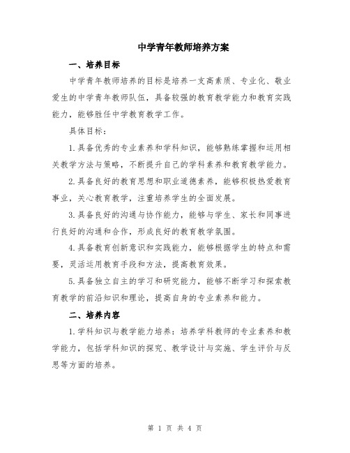 中学青年教师培养方案