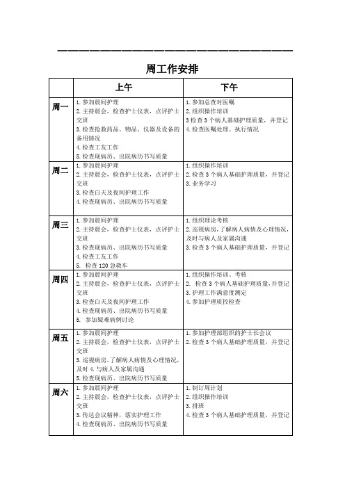 护士长手册周工作安排