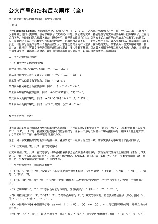 公文序号的结构层次顺序（全）