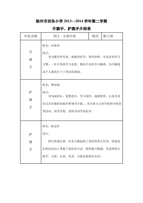 旗手、护旗手介绍表