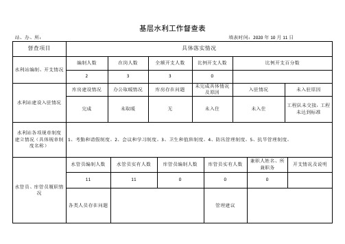 基层水利工作督查表