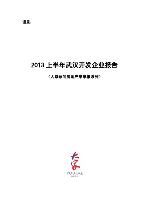 大家：2013上半年武汉房企报告