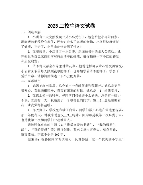 2023三校生语文试卷