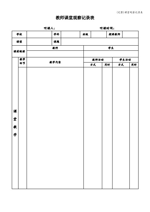 (完整)课堂观察记录表