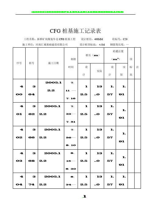 CFG桩基施工记录表