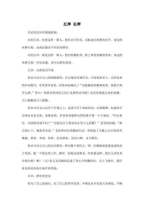 左岸 右岸_高中高三作文800字