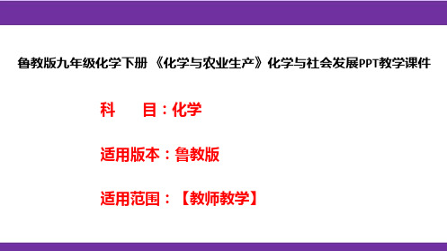 鲁教版九年级化学下册《化学与农业生产》化学与社会发展PPT教学课件