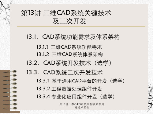 第13讲三维CAD系统架构及系统开发技术简介