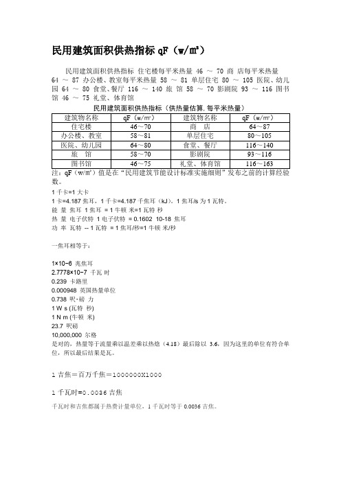 民用建筑面积供热指标