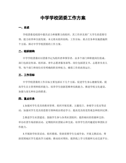 中学学校团委工作方案