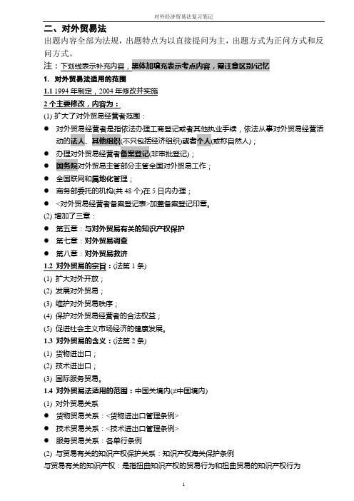 对外贸易法笔记