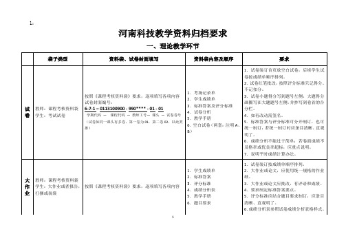 教学资料归档要求