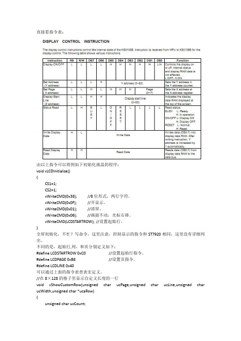 KS0108内核液晶驱动程序介绍