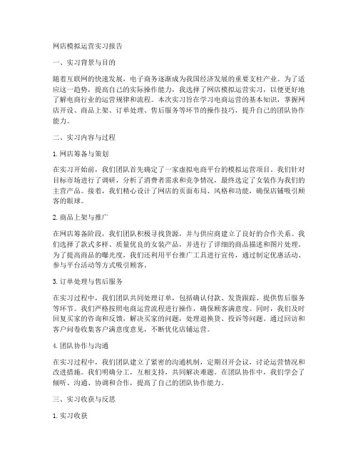 网店模拟运营实习报告