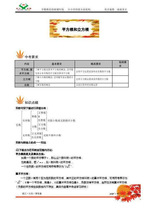 (完整版)平方根和立方根经典讲义