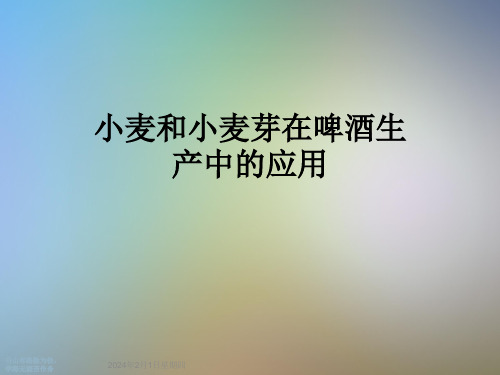 小麦和小麦芽在啤酒生产中的应用