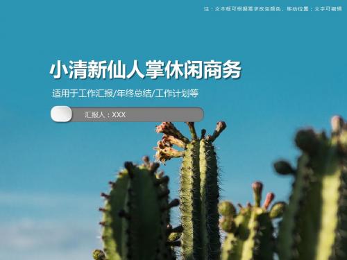 小清新仙人掌休闲商务工作汇报年终总结通用PPT模板
