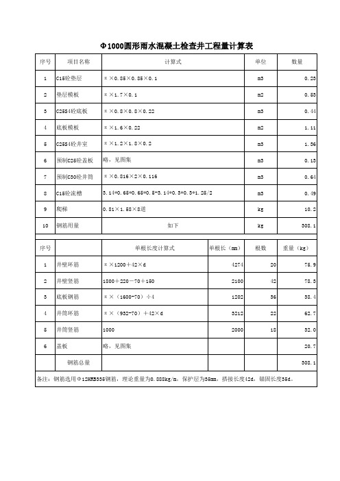 混凝土检查井工程量计算