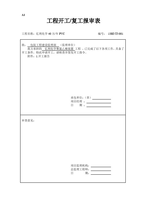 A1.工程开工报审表