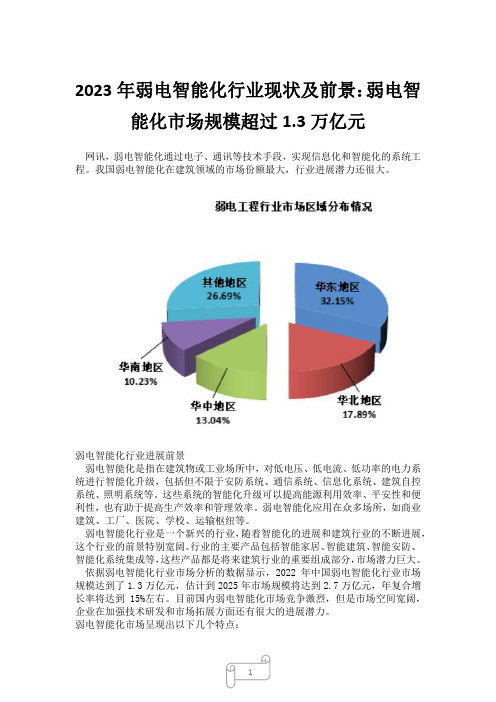 2023年弱电智能化行业现状及前景：弱电智能化市场规模超过1.3万亿元1