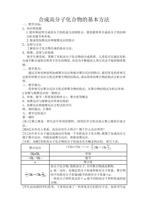 新人教版高中化学选修5合成高分子化合物的基本方法2