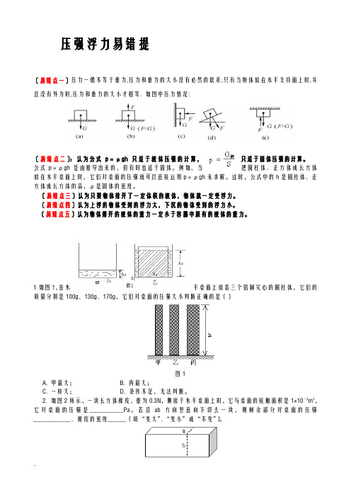 压强浮力经典易错题