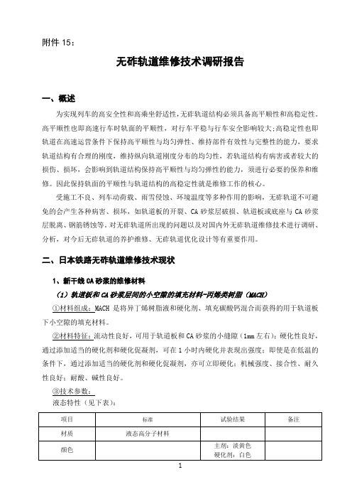 无砟轨道维修技术调研报告