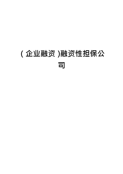 (企业融资)融资性担保公司