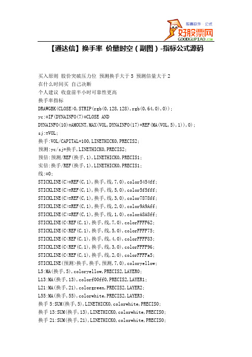 【股票指标公式】-【通达信】换手率 价量时空(副图)