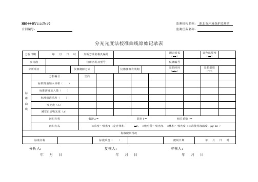 分光光度法校准曲线原始记录表