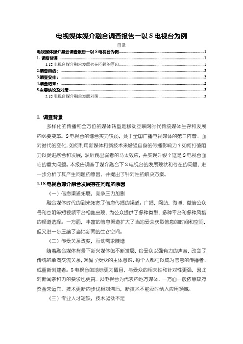 《电视媒体媒介融合调查报告—以S电视台为例》2000字