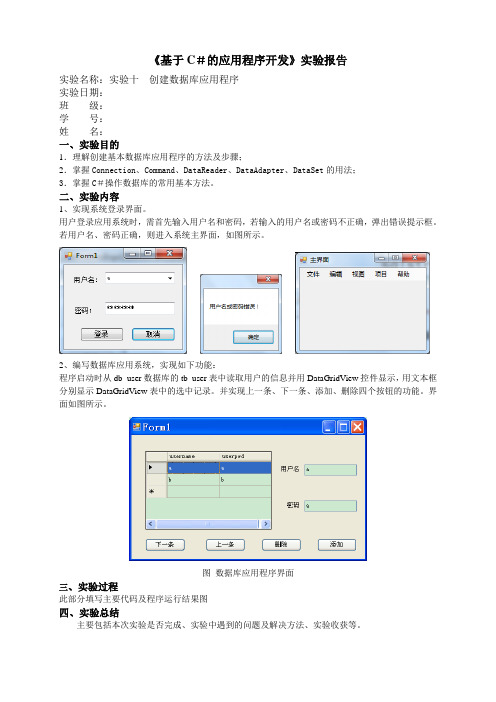 .net实验报告模板