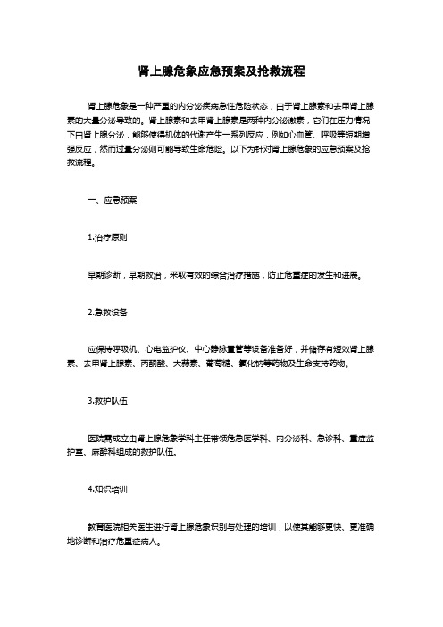 肾上腺危象应急预案及抢救流程