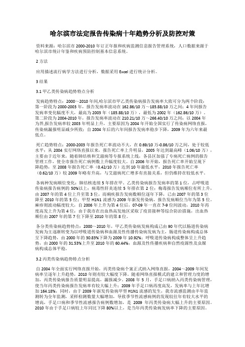 哈尔滨市法定报告传染病十年趋势分析及防控对策