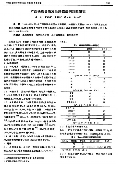 广西扶绥县原发性肝癌病例对照研究