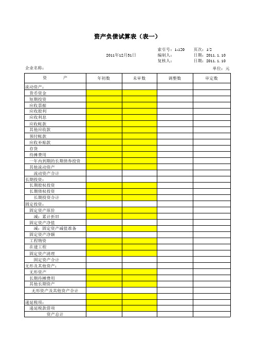 TB报表(试算平衡表)-财务报表