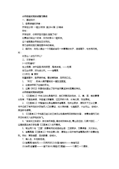 【学科资料】小升初备考语文知识点复习要点