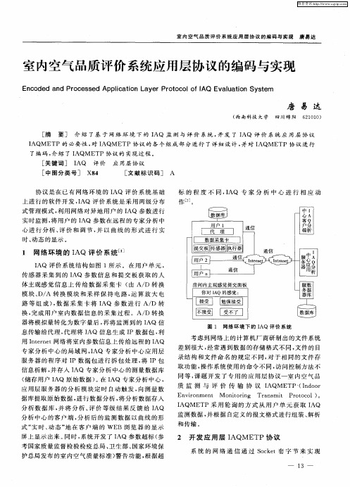 室内空气品质评价系统应用层协议的编码与实现