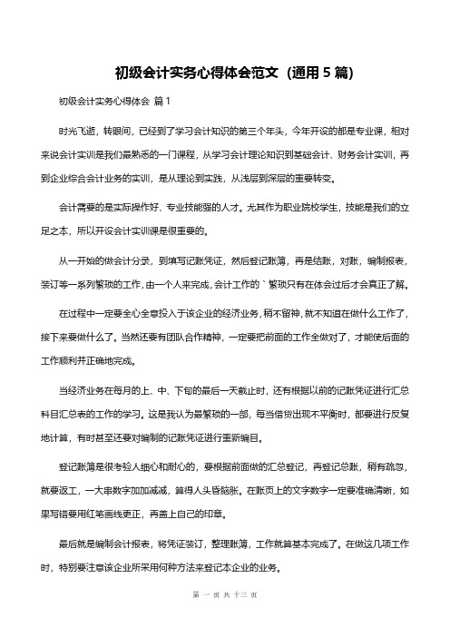 初级会计实务心得体会范文(通用5篇)