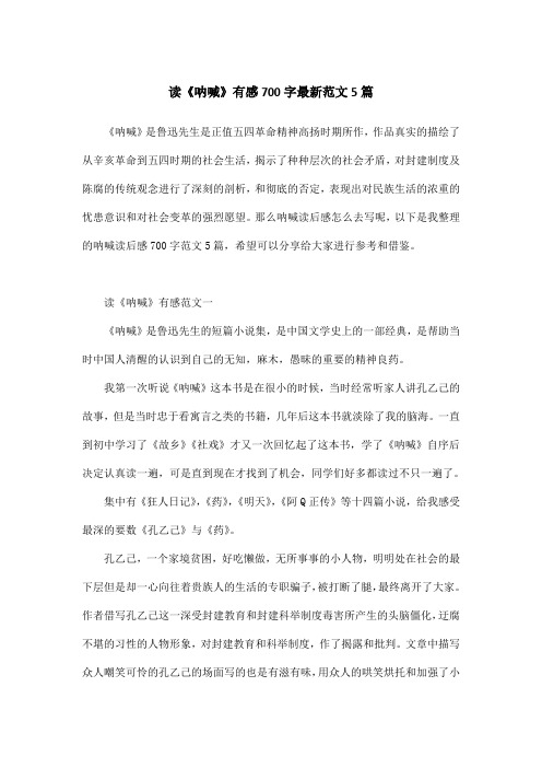 读《呐喊》有感700字最新范文5篇